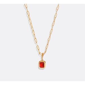 Baguette Aquarius Garnet Birthstone Necklace